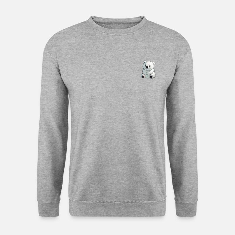 Comic Eisbär - Unisex Pullover - Weißgrau meliert