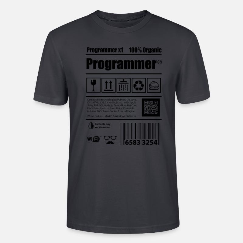 Coder programmer caffeine developer gift - Stanley/Stella CRAFTER Unisex Organic T-Shirt - India Ink Grey