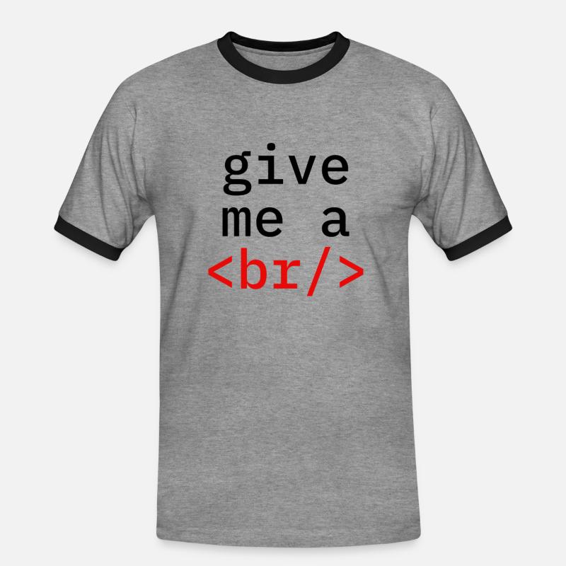 Coder coding break programmer - Men's Ringer Shirt - heather grey/black