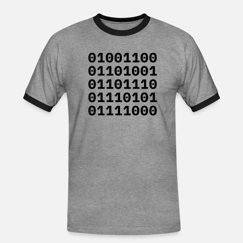 "LINUX" in binary code. - Men's Ringer Shirt - heather grey/black