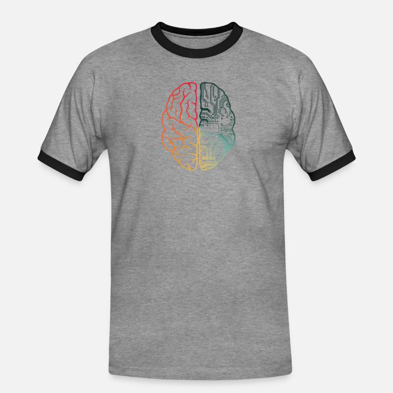Programmeur Coding - Developer Programming Brain - T-shirt contrasté Homme - gris chiné/noir