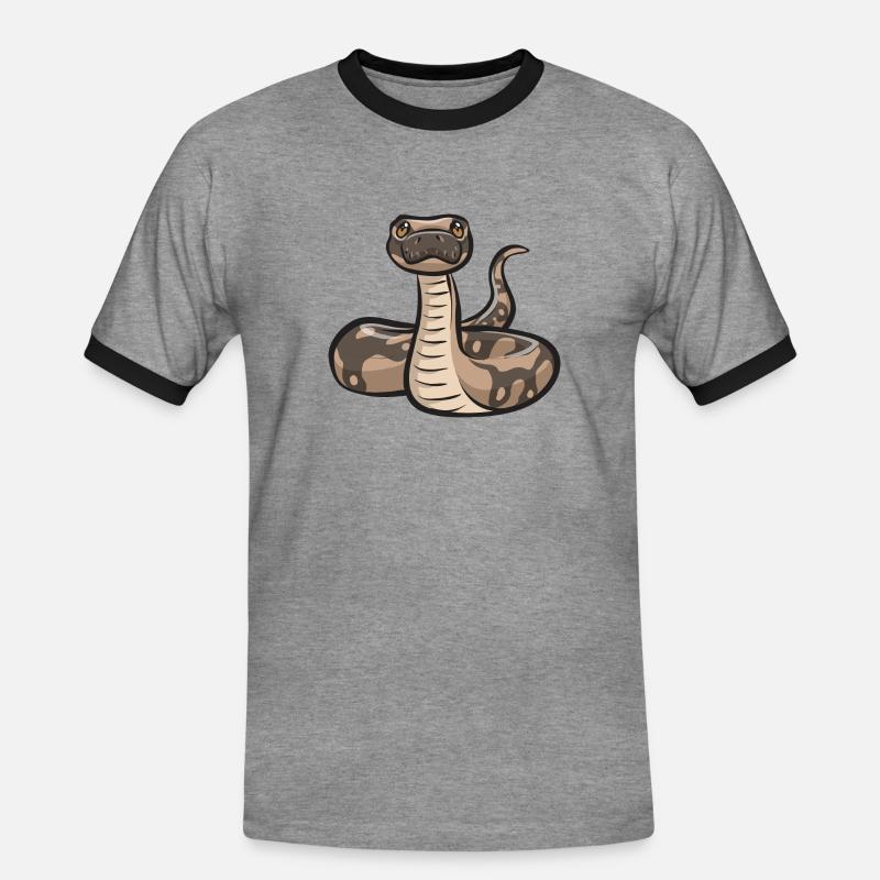 Ball Python Snake King Python - Men's Ringer Shirt - heather grey/black