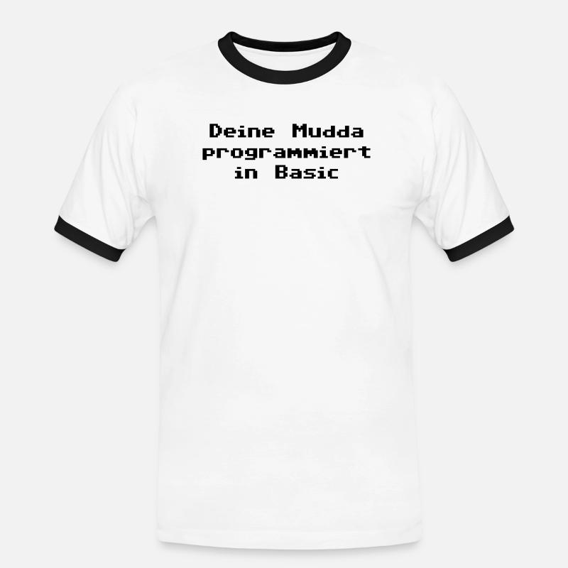 Deine Mudda programmiert in Basic - Männer Kontrast-T-Shirt - Weiß/Schwarz