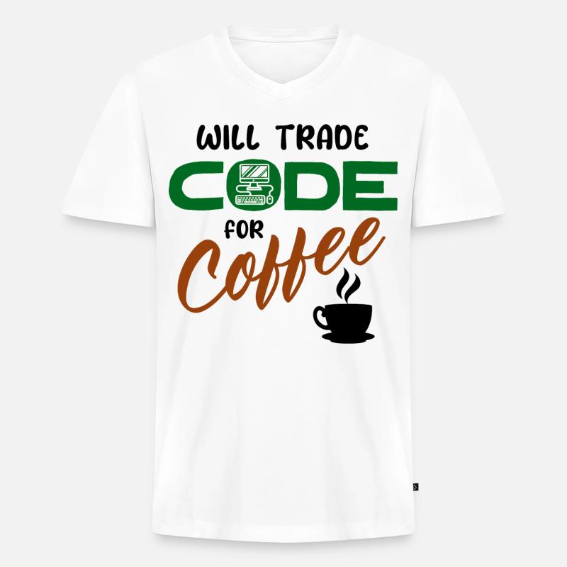 Code Statement Developer Computerfreak Informatik - Männer Premium Bio T-Shirt mit V-Ausschnitt - Weiß