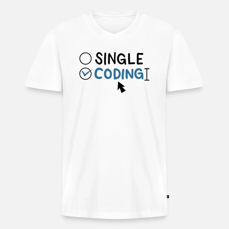 Programmierung Single Coding Software Engineer - Männer Premium Bio T-Shirt mit V-Ausschnitt - Weiß