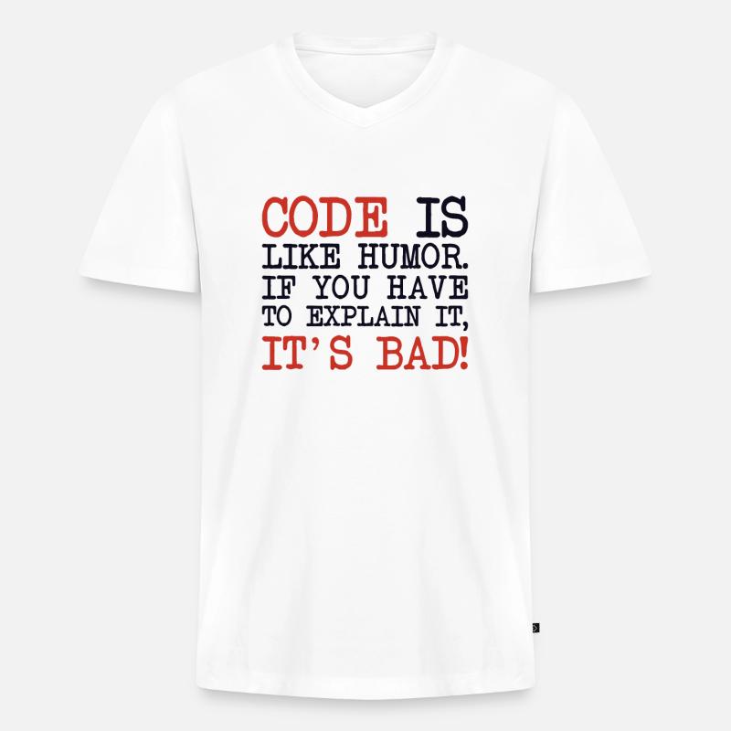 Code Explanation Developer Software Developer - Men's Premium Organic T-shirt with V-neck - white
