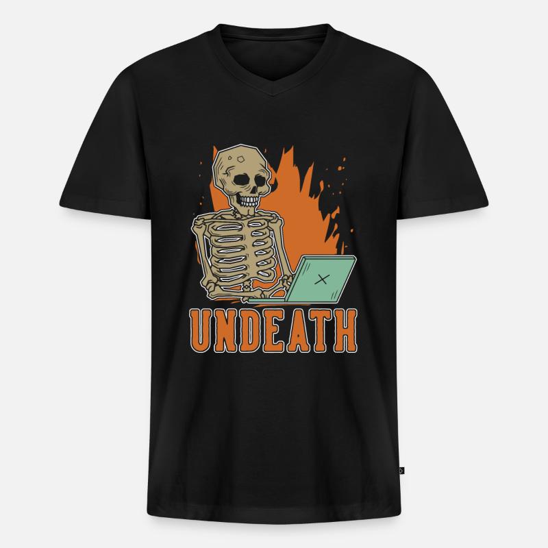 Developer Coder Programmer Skeleton Undeath - Men's Premium Organic T-shirt with V-neck - black