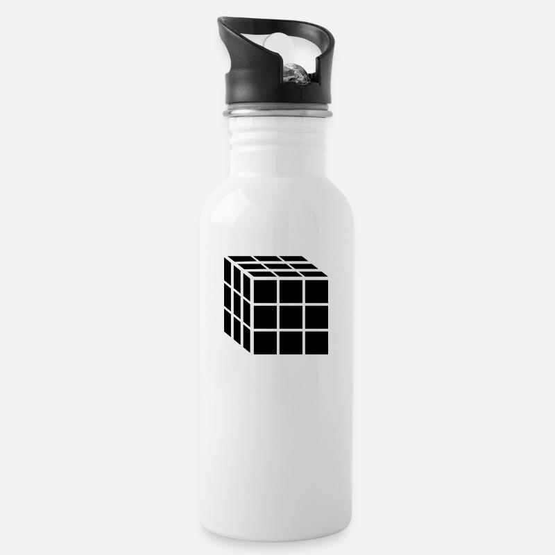3x3 Block Cube - Water bottle with straw - white