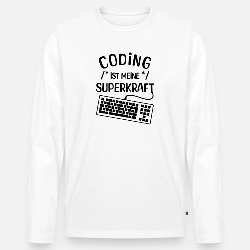 Computer Code Statement Developer Computerfreak - Männer Premium Bio Langarmshirt - Weiß