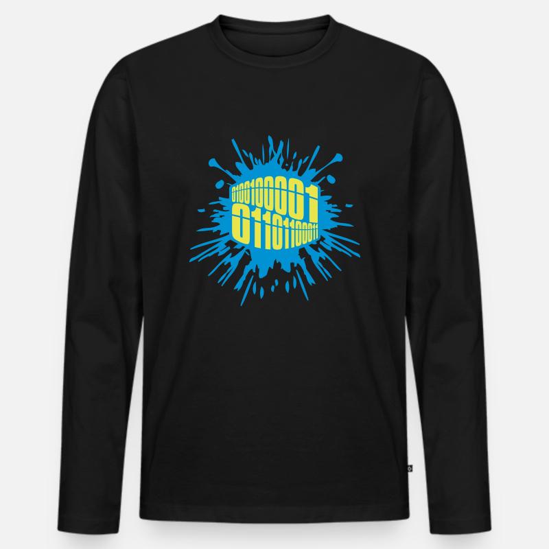 Binary Code Program Language - Men's Premium Organic Long Sleeve Shirt - black