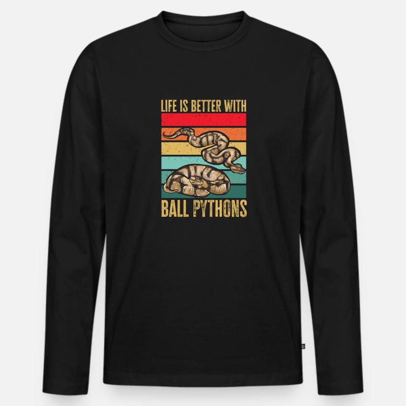 Ball Python Snake King Python - Men's Premium Organic Long Sleeve Shirt - black