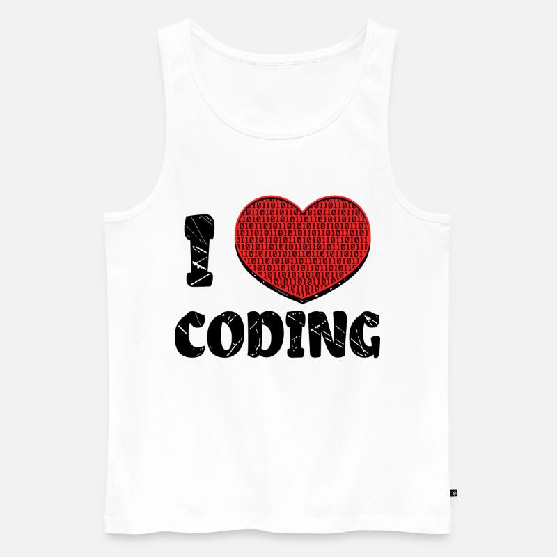 Code Developer Skripting Debug Herz Statement - Männer Premium Bio Tank Top - Weiß