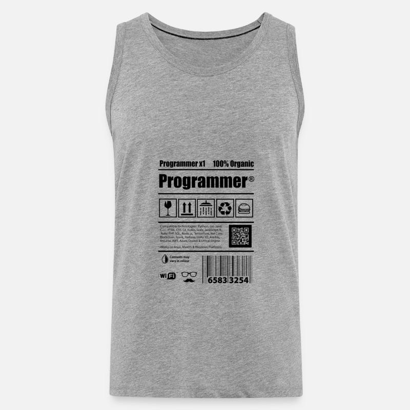 Coder programmer caffeine developer gift - Men's Premium Organic Tank Top - heather grey