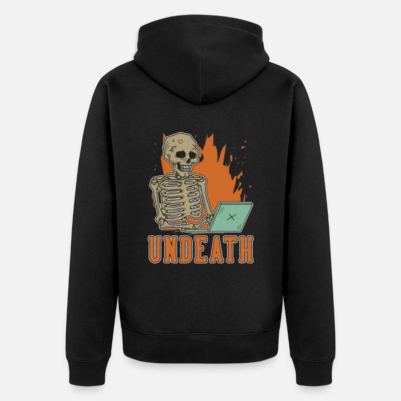 Developer Coder Programmer Skeleton Undeath - Unisex Premium Organic Zip Hoodie - black