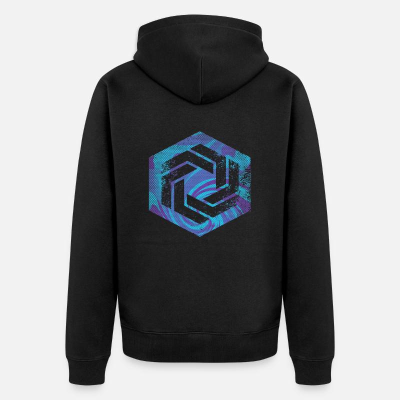 hexagon programming programmer coding geometric - Unisex Premium Organic Zip Hoodie - black