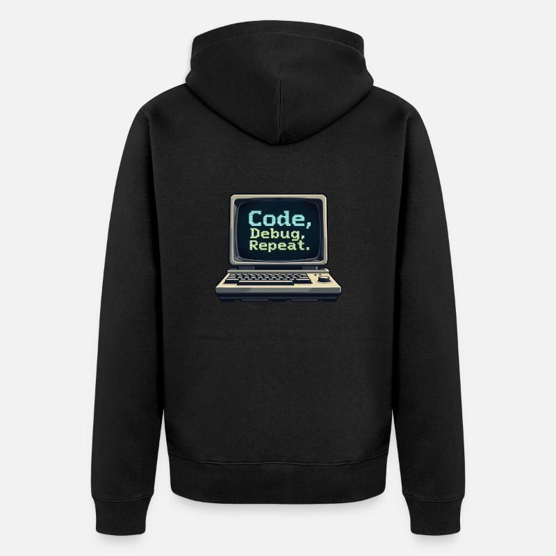 Code Debug Repeat - Software Engineer - Unisex Premium Bio Zip Hoodie - Schwarz