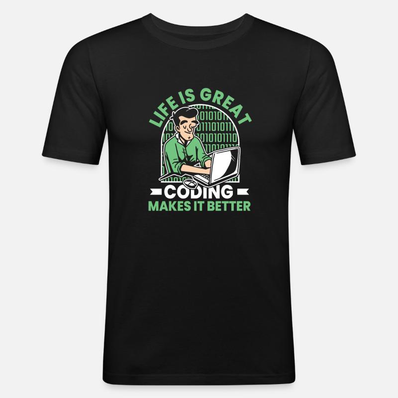 Developer Coder Programmer Funny - Men's Slim Fit T-Shirt - black