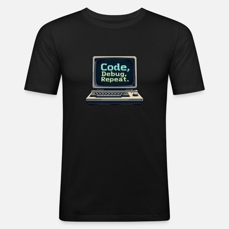 Code Debug Repeat - Software Engineer - Männer Slim Fit T-Shirt - Schwarz