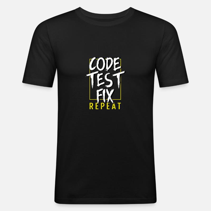 Code-Test-Fix. Computertechniker Gift - Männer Slim Fit T-Shirt - Schwarz