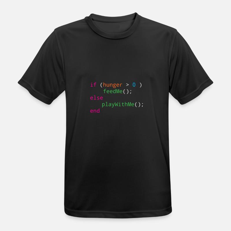 Programmierer Quellcode Hunger oder Spielen - Männer T-Shirt atmungsaktiv - Schwarz