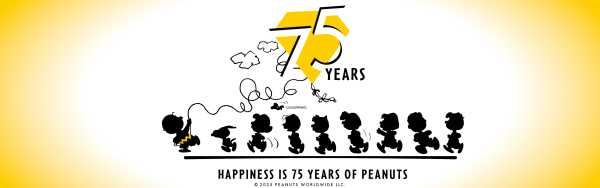 Banner in yellow and white. In the centre are small black figures, black lettering and illustrated symbols.