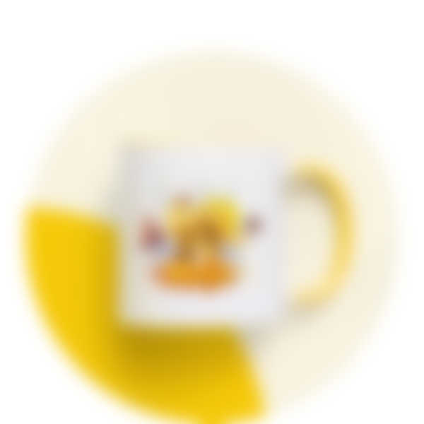 Kontrast-Tasse in Weiß-Gelb mit einem Biene Maja-Motiv