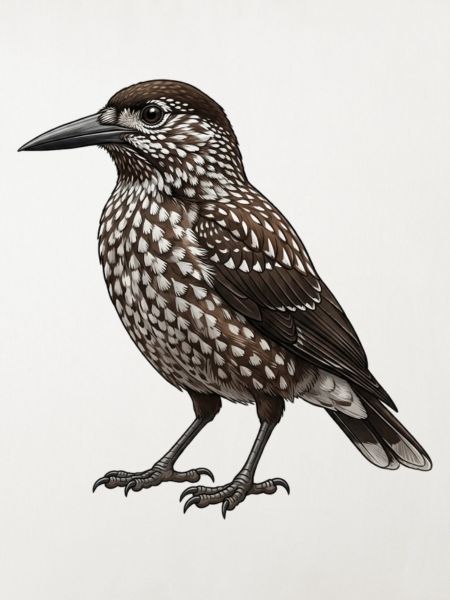 Dünnschnabelnussknacker – Vogelillustration