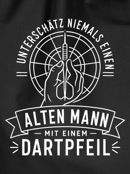 Alter Mann mit Dartpfeil