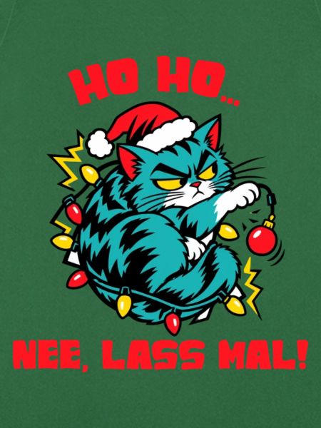 Santa-Katze mit Lichterkette