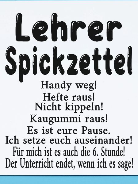 Lehrer Spickzettel