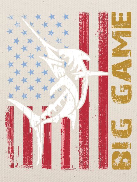 Springender Marlin mit US Flagge Hochseefischen