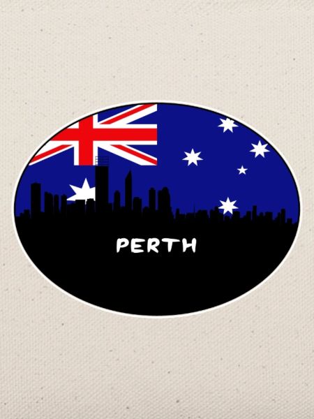 Perth-Australien-Flaggen-Skyline-Schattenbild-Reise