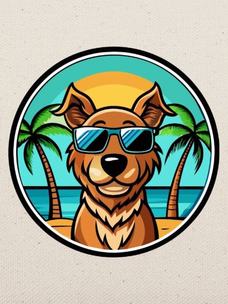 Pudelpointer Hunderasse Cartoon Sonnenbrille Strand