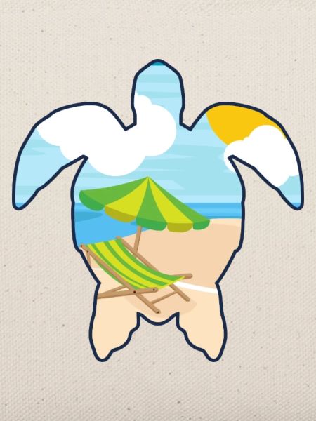Schildkröte mit Strandszene - Urlaubsmotiv