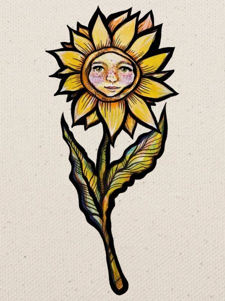 Sonnenblumengesicht-Blütenkunst