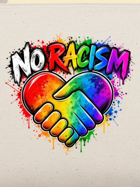 NoRassismus Regenbogen Herz-Hand