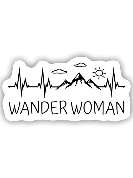 Wander Woman Wandern Berge Herzschlag Wanderwoman - Sticker Größe S (10 x 10 cm) - Mattweiß - Vorne