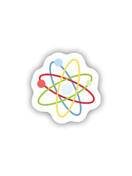 Atom - Sticker Größe S (10 x 10 cm) - Mattweiß - Vorne