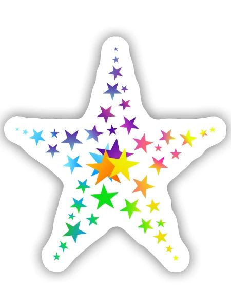 Sterne bunte Sterne viele Sterne - Sticker Größe S (10 x 10 cm) - Mattweiß - Vorne