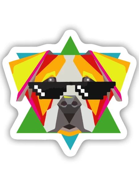 Selbstbewusste Bulldogge Sonnenbrille - Sticker Größe S (10 x 10 cm) - Mattweiß - Vorne