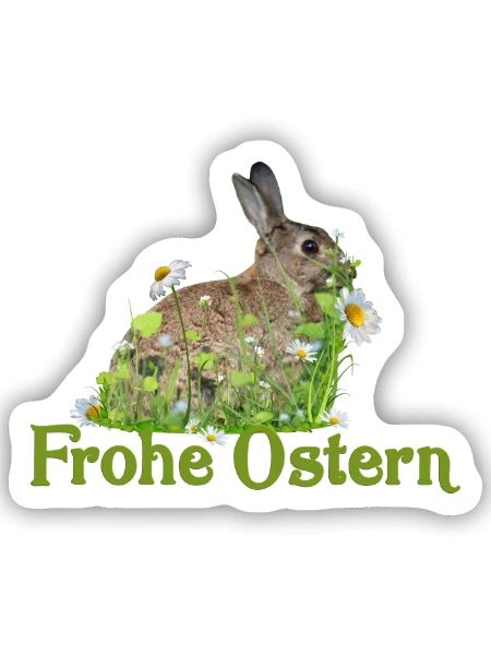 Frohe Ostern - Sticker Größe S (10 x 10 cm) - Mattweiß - Vorne