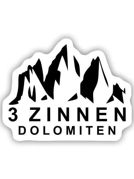 3 Zinnen Dolomiten - Sticker Größe S (10 x 10 cm) - Mattweiß - Vorne
