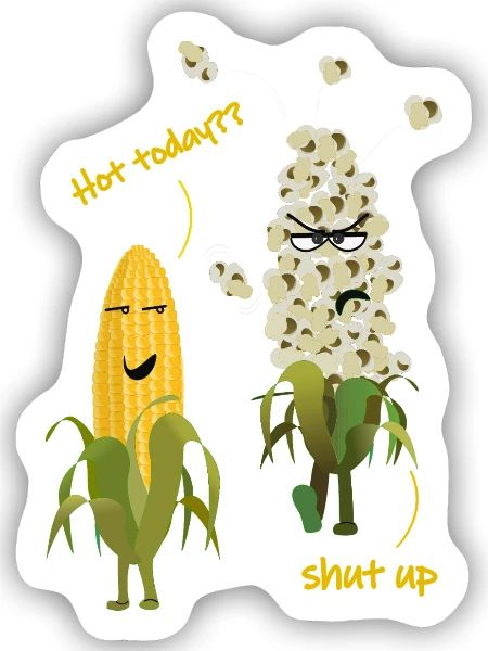 Mais Popcorn Heiß Wetter Sommer - Sticker Größe S (10 x 10 cm) - Mattweiß - Vorne
