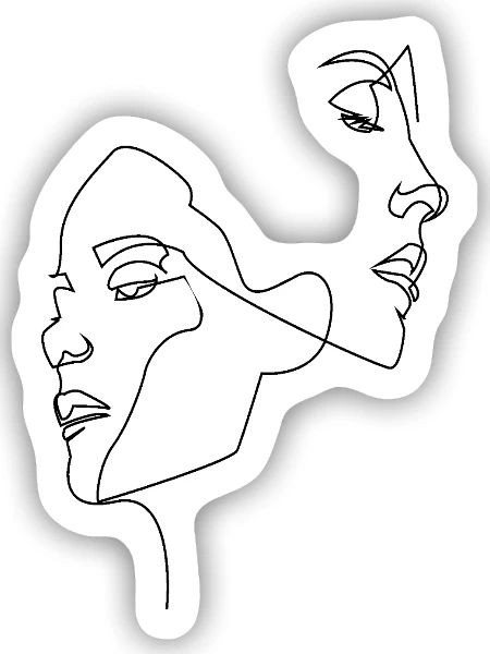 ONE LINE - Frauen Gesichter - Sticker Größe S (10 x 10 cm) - Mattweiß - Vorne