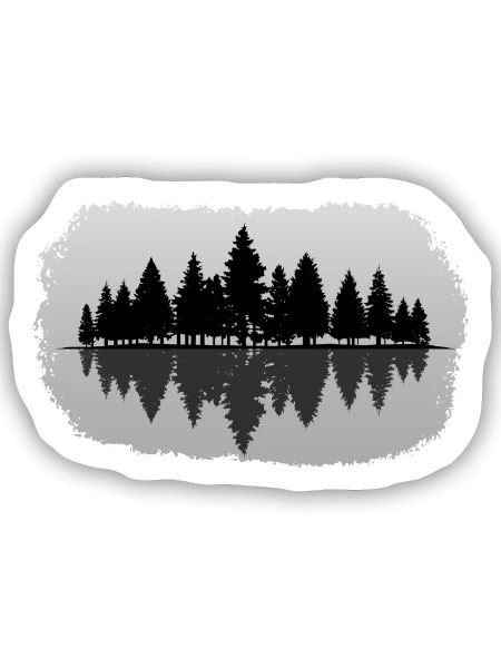 Wald - Forest Landschaft Natur Bäume - Sticker Größe S (10 x 10 cm) - Mattweiß - Vorne