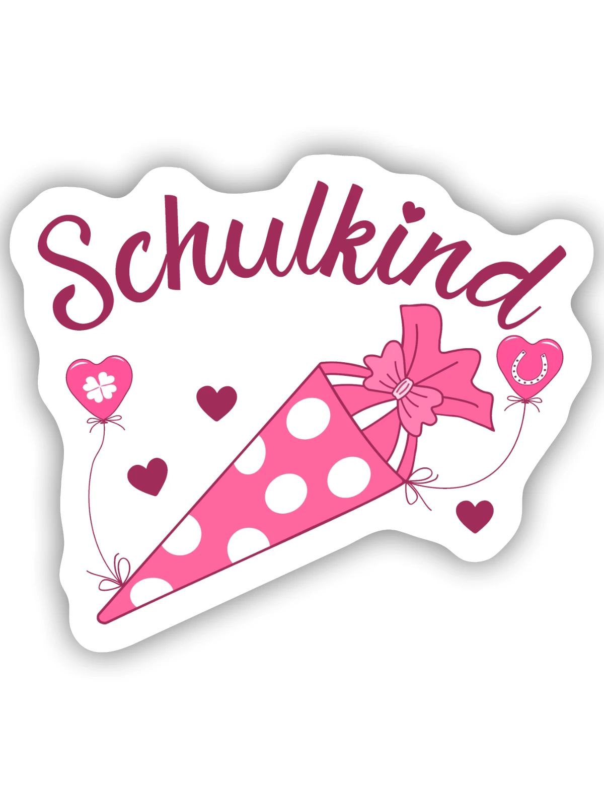 Schulkind Herz rosa Schulanfang - Sticker Größe S (10 x 10 cm) - Mattweiß - Vorne