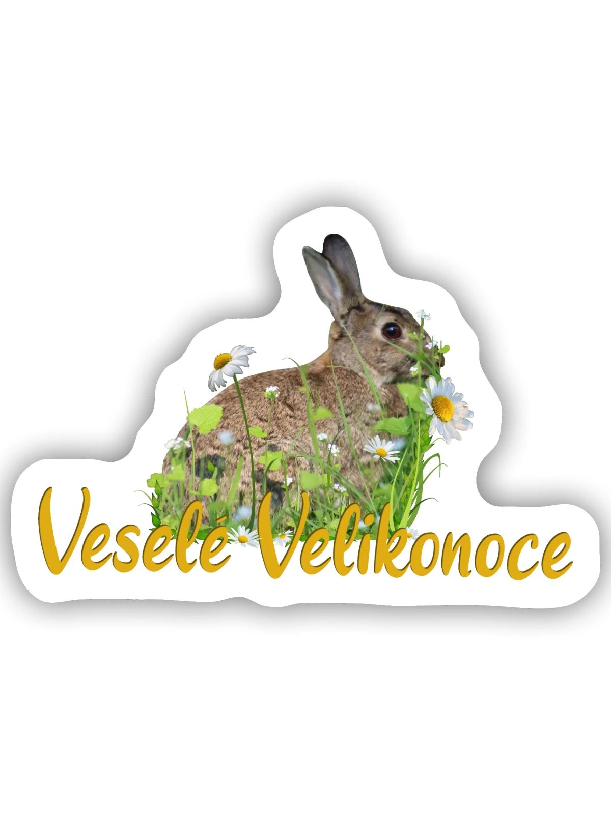 Vesele Velikonoce - Sticker Größe S (10 x 10 cm) - Mattweiß - Vorne