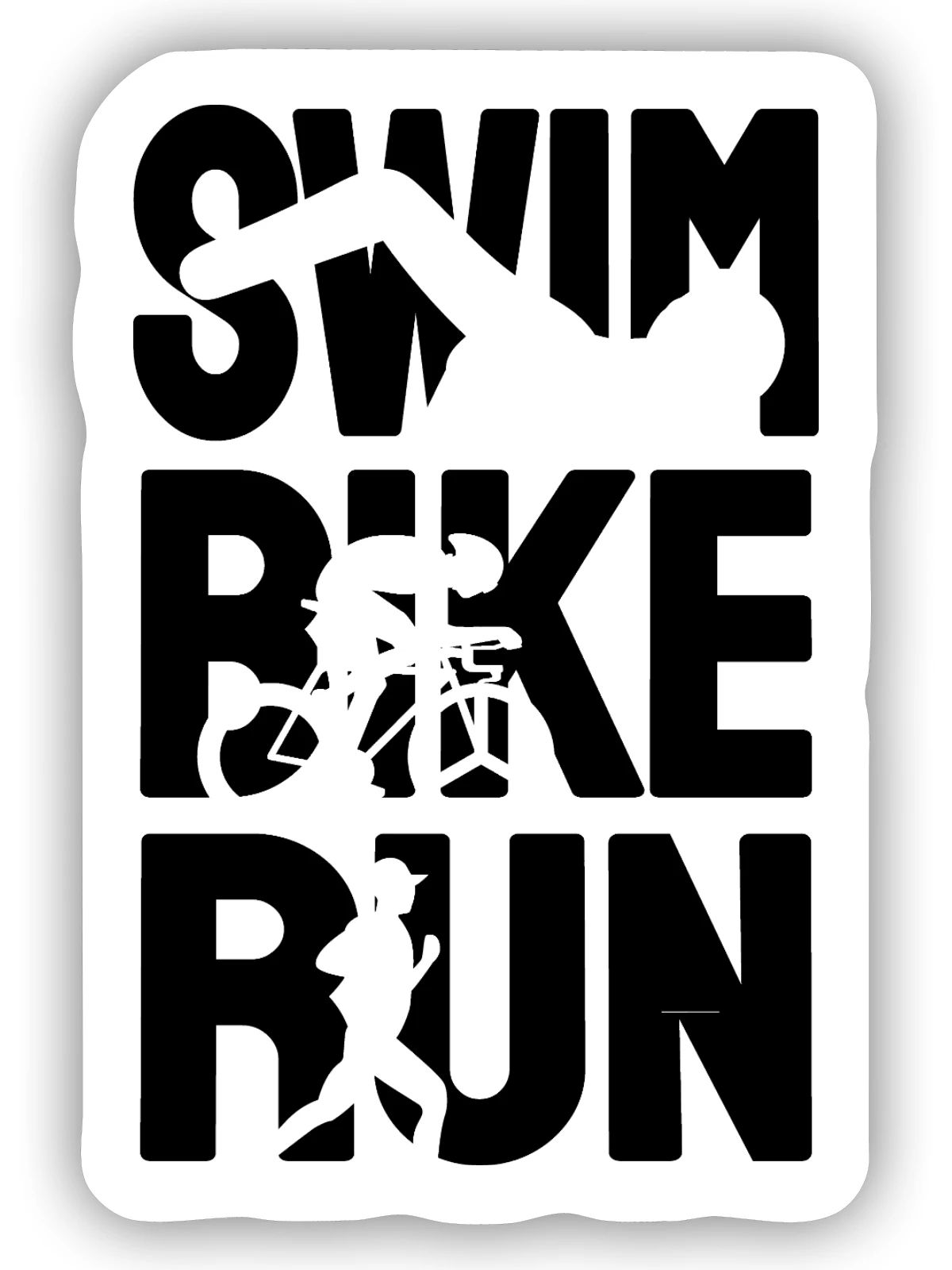 Triathlon Triathlet - Sticker Größe S (10 x 10 cm) - Mattweiß - Vorne