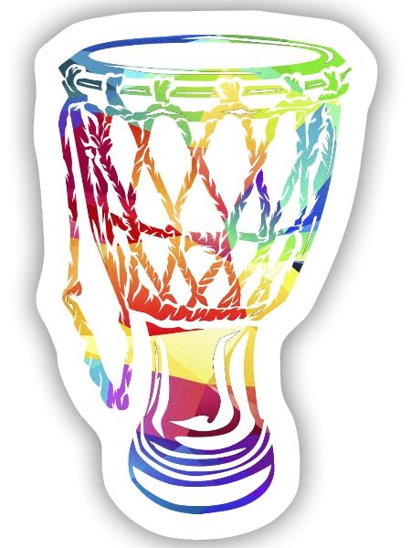 Vibrierende Djembe Handtrommel - Sticker Größe S (10 x 10 cm) - Mattweiß - Vorne