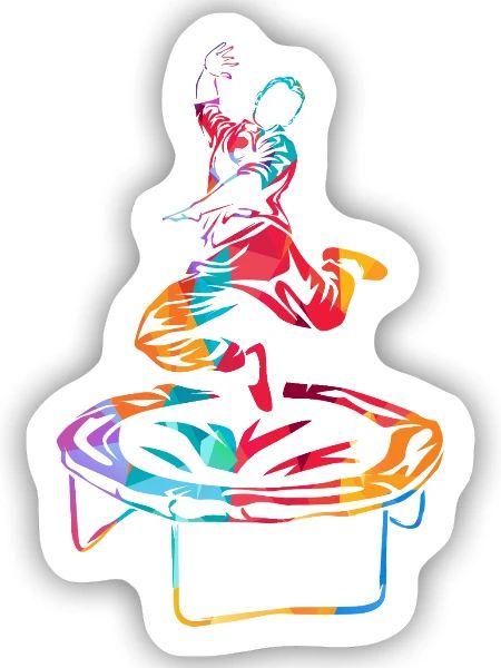 Hochfliegender Trampolin Akrobat - Sticker Größe S (10 x 10 cm) - Mattweiß - Vorne